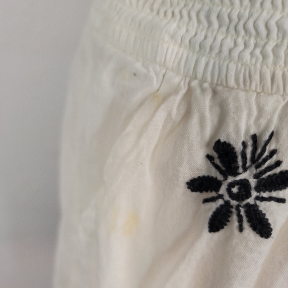 Free People Sz M Embroidered Boho Henley Short Sleeve Pockets - Picture 5 of 9